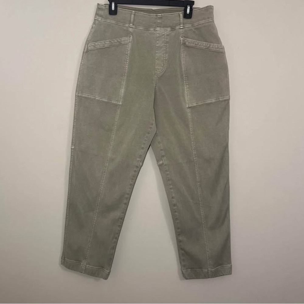 SPANX Stretch Twill Straight Leg Olive Green Size 1XL